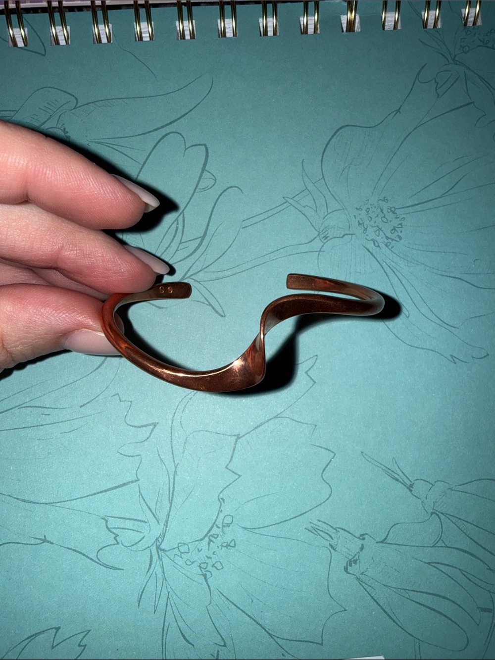 Copper Wave Open Cuff Bracelet - Minimal Women's Accessory